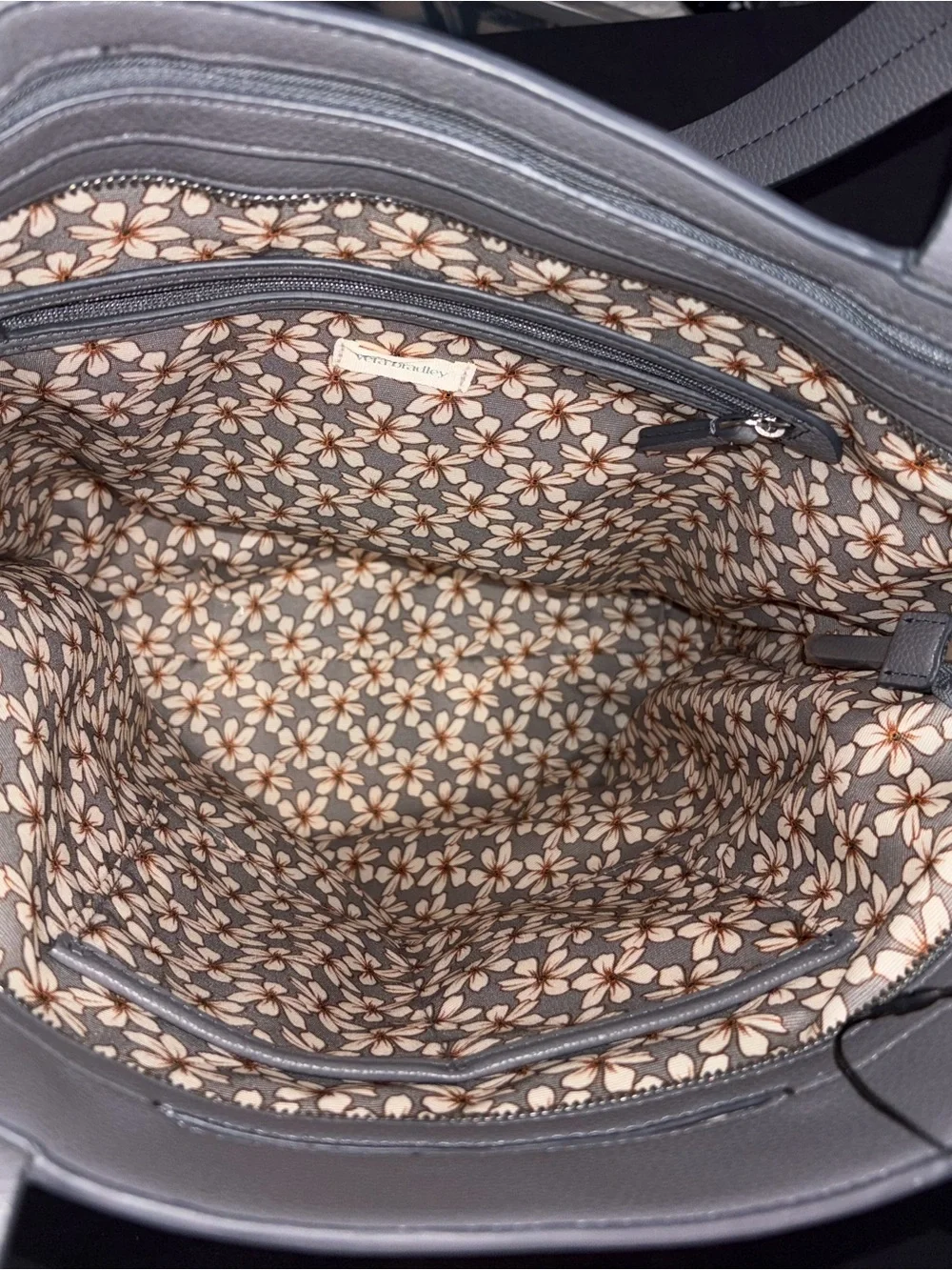 Vera Bradley Gray Leather Tote with Removable Strap - Picture 2 of 3